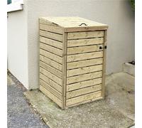 Edecks Deluxe Slatted Outdoor Timber Single Wheelie Bin Store Storage