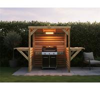 Edecks Deluxe The Eclipse Wooden Bbq Shelter With Dual Foldout Bar Worktops 6 X 7Ft - Outdoor Garden Diy Barbecue Grill Gazebo