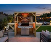 Edecks Deluxe The Pavilion Wooden Bbq Shelter With Dual Foldout Bar Worktops 6 X 7Ft - Outdoor Garden Diy Barbecue Grill Gazebo