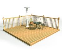eDecks Discount Decking Kit - Pressure Treated Timber - 1.8m x 1.8m - With Square Handrails - Garden Timber Decking Kit for Patios, Outdoor Seating & Landscaping