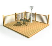 eDecks Discount Decking Kit - Pressure Treated Timber - 3m x 3m - With Square Handrails - Garden Timber Decking Kit for Patios, Outdoor Seating & Landscaping
