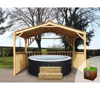 Edecks Diy Hot Tub Privacy Shelter Garden Gazebo 3000mm X 3000mm Pressure Treated Outdoor Timber With Concrete In Posts 2.4M