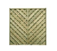 Edecks Elite St Cyprien Fence Panels 1.8M X 1.8M Planed Pale Green Timber Pressure Treated Chevron Garden Fencing - Pack Of 5