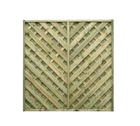 eDecks Elite St Cyprien Fence Panels - Pressure Treated Softwood Timber - Square Frame, Chevron Slatted Boards - Weather Resistant - 1.8m x 1.8m - for Outdoor Garden Fencing - 10 Pack