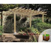 Edecks Heavy Duty Lean To Carport Wooden Garden Pergola (W 4800mm X L 4800mm) With Bolt Down Anchors (2.1M)