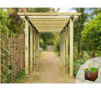 Edecks Heavy Duty Royal Walkway Wooden Garden Pergola (W 2400mm X D 7200mm) With Bolt Down Anchors (2.1M)