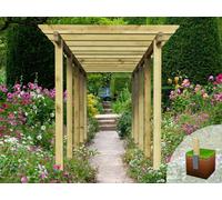 Edecks Heavy Duty Royal Walkway Wooden Garden Pergola With Super Rafters (W 2400mm X D 7200mm) With Steel Spikes (2.1M)