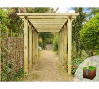 Edecks Heavy Duty Village Walkway Wooden Garden Pergola (W 2400mm X D 7200mm) With Bolt Down Anchors (2.1M)