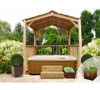 Edecks Hot Tub Shelter Gazebo Diy Kit Pressure Treated Timber (1990mm X 1990mm) With Bolt Down Anchors (2.07M)