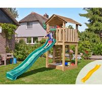 Edecks Jungle Cottage Playhouse Diy Kids Play Area With Lime Green Slide