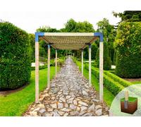 Edecks Modblox Trellis Top Walkway Wooden Garden Pergola (1800mm X 3700mm) With Concrete In Posts (2.7M)