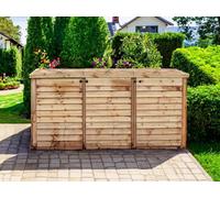 Edecks Outdoor Garden Yard Wooden Timber Triple Wheelie Bin Store Storage For 3 Bins 1350mm X 2445mm X 945mm