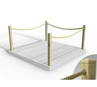 Edecks Rope Handrail Decking Kit 2400mm (Three Side) - Hemp Rope (Fixed - Cups)