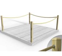 Edecks Rope Handrail Decking Kit 3000mm (Three Side) - Hemp Rope (Fixed - Cups)