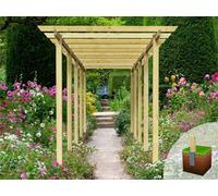 Edecks Royal Walkway Wooden Garden Pergola (W 2400mm X D 7200mm) With Bolt Down Anchors (2.1M)