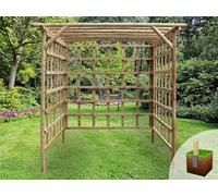 Edecks Rustic Rose Enclosed Wooden Garden Pergola (W 2250mm X H 2250mm) With Concrete In Posts (2.25M)