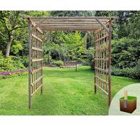 Edecks Rustic Rose Walkway Wooden Garden Pergola Full Sides (W 2400mm X D 2400mm) With Bolt Down Anchors (2.25M)