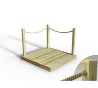 eDecks Standard Redwood Decking Kit - Pressure Treated Timber - 1.5m x 1.5m - With Hemp Rope Handrails - Hook and Eye - Garden Timber Decking Kit for Patios, Outdoor Seating & Landscaping