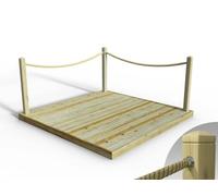 eDecks Standard Redwood Decking Kit - Pressure Treated Timber - 2.4m x 2.4m - With Hemp Rope Handrails - Hook and Eye - Garden Timber Decking Kit for Patios, Outdoor Seating & Landscaping