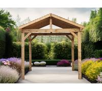 Edecks The Cotswold Garden Gazebo Heavy Duty - Pressure Treated Outdoor Timber Diy Kit - 2700mm X 2700mm With Steel Spikes 2.1M
