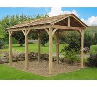 Edecks The Cotswold Garden Gazebo Heavy Duty - Pressure Treated Outdoor Timber Diy Kit - 4200mm X 2700mm With Steel Spikes 2.1M