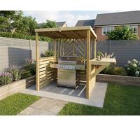 Edecks The Pavilion Wooden Bbq Shelter With Foldout Bar Worktop 6 X 7Ft - Chevron Rear Panel Outdoor Garden Barbecue Grill Gazebo