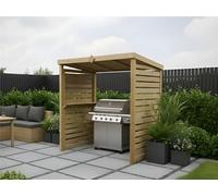 Edecks The Vista Wooden Bbq Shelter With Inner Shelves 6 X 7Ft - Full Slatted Sides Open Back Outdoor Garden Barbecue Grill Gazebo
