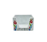 edecra Handmade Ceramic Sticky Note Holder - Red Tulips & Spiral Vines - Iznik Desk Accessory