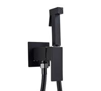 EDEDE Kitchen Faucet, Bidet Faucet Brass Shower Tap, Washer Mixer Cold Hot Water Mixer Crane Square Shower Sprayer Head Tap Toilet Faucets for Kitchen Sink, Bar, Farmhouse, Laundry(Matte Black)