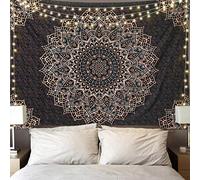 Edeesky Black Mandala Tapestry Wall Hanging Psychedelic Wall Tapestry Aesthetic Indian Hippie Wall Decor Bohemian Wall Art Boho Home Decoration for Bedroom,Living Room,Dorm