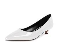 EDEFS Women's Party Ready Pumps 3.5 CM Kitten Heel Slip On Closed Toe Pointed Toe Elegance for Wedding Bride & City Life White UK7
