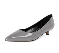 EDEFS Women's Party Ready Pumps 3.5 CM Kitten Heel Slip On Closed Toe Pointed Toe Elegance for Wedding Bride & City Life Grey UK7