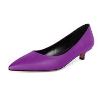 EDEFS Women's Party Ready Pumps 3.5 CM Kitten Heel Slip On Closed Toe Pointed Toe Elegance for Wedding Bride & City Life Matt Purple UK7
