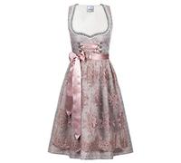 Edelnice Costume Fashion Exclusive Designer Midi Dirndl Aurelie Including Lace Dirndl Apron and Charivari Size 32-54 - Grey - 14