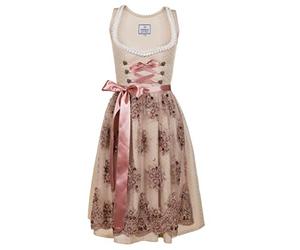 Edelnice Trachtenmode Bavarian Women's Designer Midi Dirndl Cécilia Dress 2-Pieces + Apron Size US2-US24 - Off-white - X-Small
