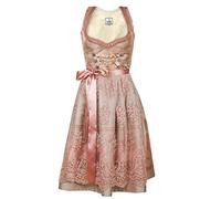 Edelnice Trachtenmode Exclusive Designer Rosalie Midi Dirndl with Lace Dirndl Apron and Charivari Size 32-54, pink, 10