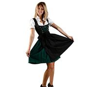 Edelnice Trachtenmode Nostalgic Mini Dirndl 3-Piece Set Green Black Including Matching Blouse and Apron Sizes 6-20, Black, 12