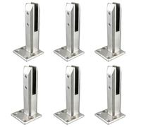 Edelstahl-Glasclip, 6 Pcs 304 Stainless Steel Glass Clamp, Heavy Duty Eccentric Thickening Square Pool Fence Railing Post Clamps for Glass Thickness 8mm-13mm,Black,200mm(Silver)