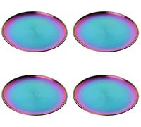Edelstahl Regenbogen Teller Metall Teller 23cm Camping Servieren Salatteller Kid Geschirr Set für 4