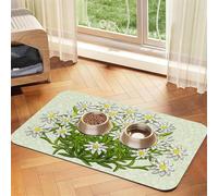 Edelweiss Swiss Mountain Flowers,Waterproof Pet Feeding Mat,PU Leather Placemats for Cat Dog Water Bowl,Food Mats,30x45cm