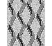 EDEM Wavy Lines Wallpaper 1025-16 Vinyl Wallpaper Grey Black Dusty Grey Silver 10.05 m x 0.53 m / 5.33 sqm