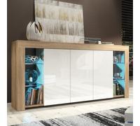 Eden 164cm Sideboard LED - Oak & White Gloss Doors