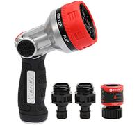 Eden 94805 Metal Thumb Control Heavy Duty Multi-Purpose 7-in-1 Spray Garden Nozzle | Hose Sprayer, 7-Pattern, W/Quick Connect Adapter Set