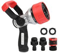 Eden 96806 7-Pattern Heavy Duty Metal Garden Hose Spray Nozzle W/Quick Connect Starter Set, Fireman Style