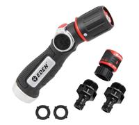 Eden 96845 Pro Metal Thumb-Control Straight 4-Pattern Turbo Nozzle W/Quick Connector Starter Set, High Pressure Garden Sprayer for Hose