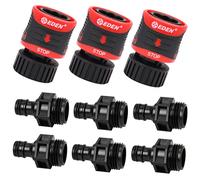 Eden 99909 Premium Quick Connect Starter Kits W/Water Stop & Lock Feature, Fits Standard Garden Hoses, (3 Sets/ 9 Pc)