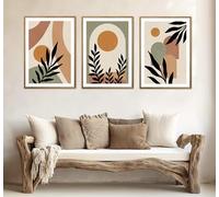 EDEN Abstract Wall Art Set of 3 Minimalist Art Prints, Modern Home Decor for Living Room, Bedroom, Kitchen & Bathroom, Unframed, A4
