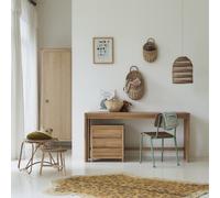 Eden - Children's Desk in solid teak with storage unit Natural