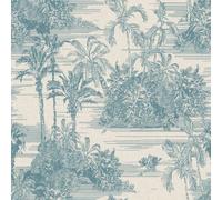 Eden Collection Tropical Toile Wallpaper Muriva Blue One Size