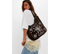 Eden Embroidered Tote at Free People in Espresso - female